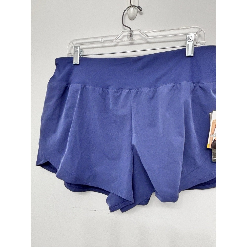 NWT Avis Compression Workout Athletic Shorts Large Dark Blue Zipper Pocket 36x3